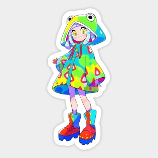 Colorful Anime Frog Girl Sticker